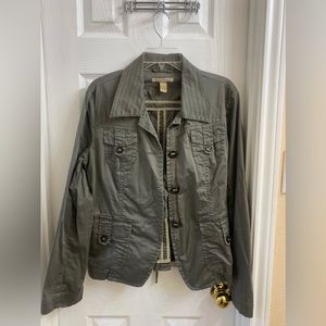 Lucky Brand Women Green Jacket Size L Button Front. Cotton